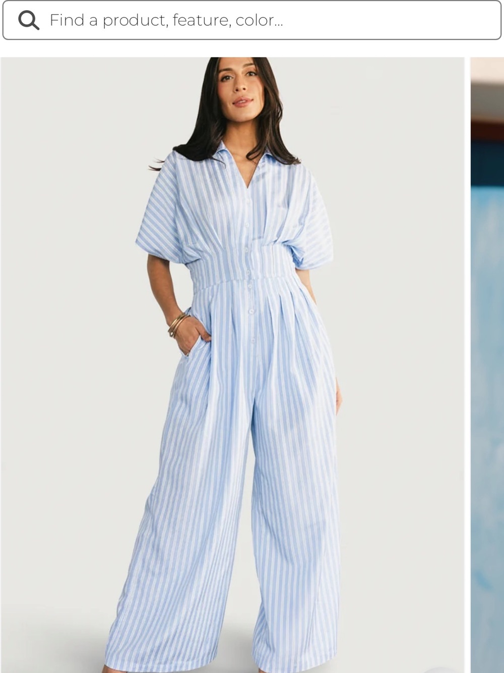 Baltic Born Light Blue & White Striped Wide-Leg Jumpsuit